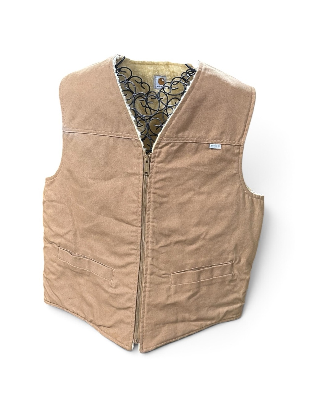 Vintage 90s Carhartt Duck Vest XLT Brown Pile Fleece Lined Made in USA 6SVT